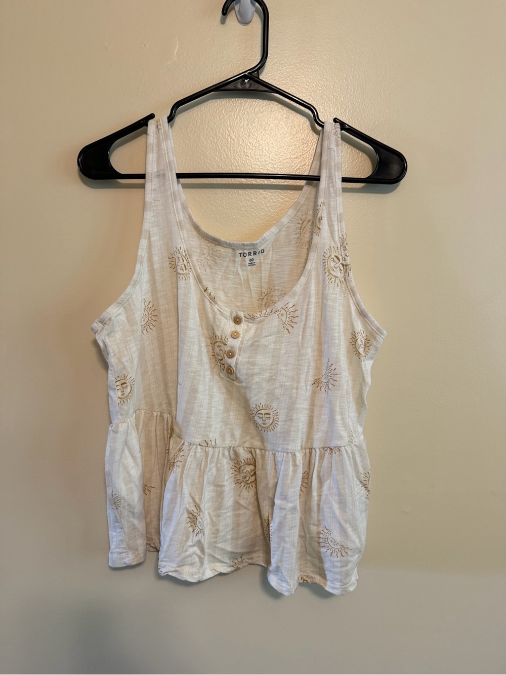 Torrid White Sun-Print Peplum Tank Top